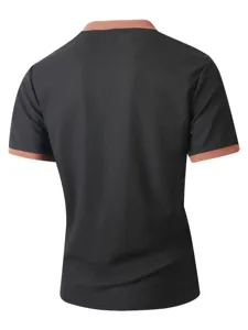 Men's waffle knit short sleeve t-shirt with contrast color trim casual summer top
