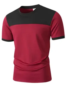 Maglietta uomo manica corta blocco colore girocollo casual abbigliamento estivo top