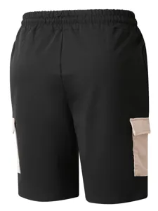 Pantaloncini cargo neri casual da uomo con tasche rosa estate moda vita elastica