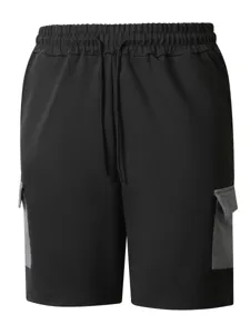 Uomini neri pantaloncini cargo estate casual abbigliamento sportivo vita elastica tasche