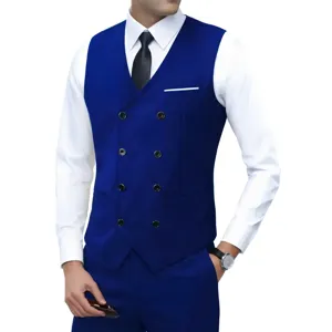 Heren slim fit dubbelrijige pak vest business casual waistcoat voor formele feesten.