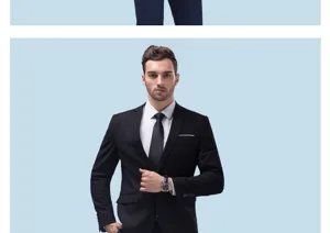 Schwarzer schmaler Herren Anzug Ein Knopf Business Anzug Set Jacke und Hose elegant.