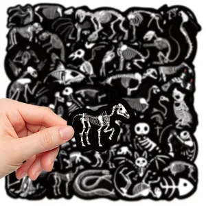 Adesivi impermeabili graffiti scheletro animale nero per chitarra valigia laptop