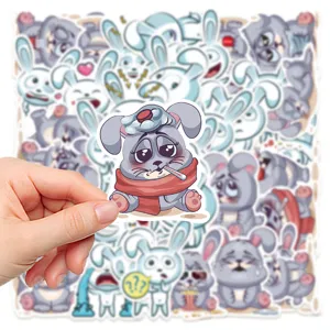 Waterproof cute cartoon funny rabbit stickers, graffiti decals for laptop skateboard luggage