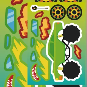 8 sheets cartoon cool monster truck DIY stickers kids desk notebook decorative decals