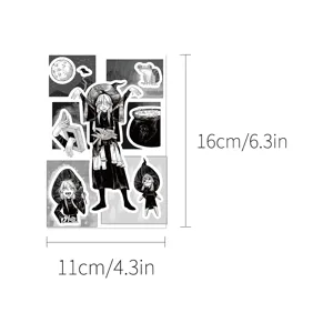 Cartoon black and white anime stickers minimalist character sticker sheet for journaling DIY