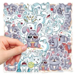 Waterproof cartoon rabbit stickers pack, cute funny vinyl decal for laptop skateboard.