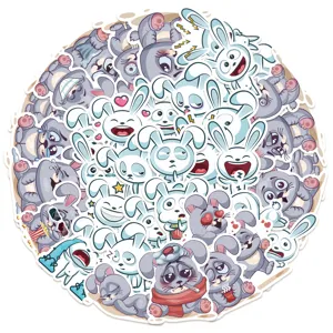 Funny cartoon rabbit waterproof sticker set for luggage skateboard laptop decoration