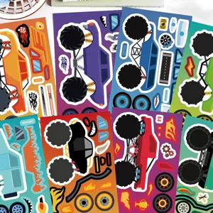 Cartoon Off Road Vehicle DIY Stickers Set Kids School Stationery Scrapbook Decorative Sticker Sheets Art Craft