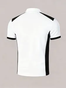 Men's short sleeve polo shirt casual color block slim fit summer business top for men