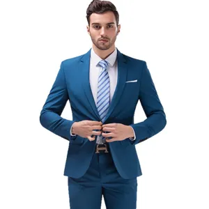Herren Slim Fit Business Anzug Zweiteiliger Set, professioneller Ein Knopf Blazer und Hose.
