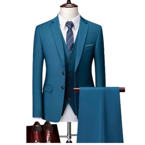 Costume homme slim trois pièces mariage formel blazer gilet pantalon ensemble chic.
