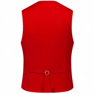Gilet de costume homme rouge uni slim fit gilet d'affaires avec sangle réglable.