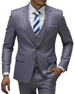 Détail de costume d'affaires trois pièces pour homme, blazer gilet pantalon gris chic.