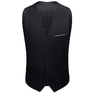 Gilet de Costume d'Affaires pour Homme Coupe Slim Col en V Boutonné Simple Gilet Formel pour Mariage Fête Banquet
