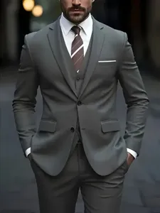 Ensemble costume d'affaires 3 pièces pour homme coupe slim blazer formel gilet pantalon