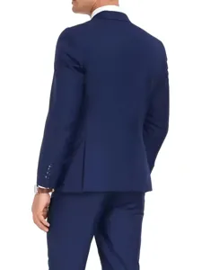 Costume bleu marine casual pour homme, veste tailleur professionnelle et pantalon assorti.