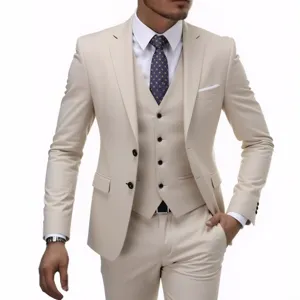 Men Slim Fit Three Piece Suit Business Wedding Formal Tuxedo Jacket Vest Pants Set