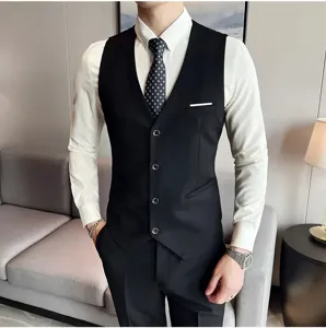 Gilet de costume homme noir business decontracté professionnel chemise blanche