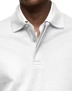 Men long sleeve polo shirt casual solid color lapel t-shirt detail view spring top