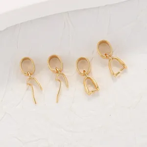 Detailed macro view of gold-plated S925 sterling silver bails for DIY jewelry making