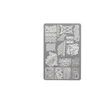 Large nail art stamping plate with holey lace and irregular wave patterns for DIY manicure