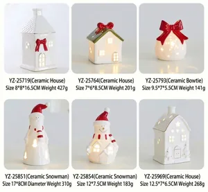 Detailed specifications showing dimensions and weight for ceramic Christmas glowing figurines.