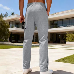 Casual grey straight sweatpants for men, comfortable athletic trousers for daily wear.
