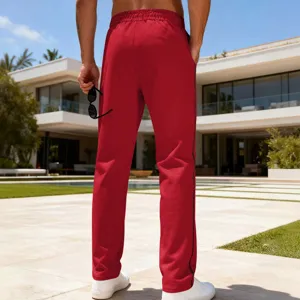 Men's red casual sports straight trousers loose fit activewear sweatpants outdoor