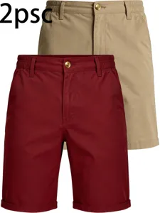 Detailed view of men casual cargo shorts, loose fit athletic golf shorts 2pcs set.