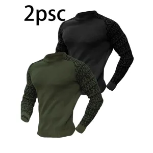 Lot de deux t-shirts thermiques manches longues gaufrés pour homme automne et hiver