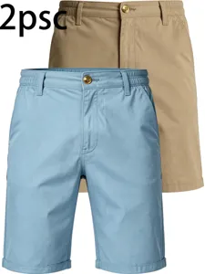 Men's casual 2-piece shorts set, quick-dry outdoor sports golf shorts with elastic waist.