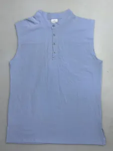 Men's light blue mandarin collar sleeveless vest summer casual retro button tank top shirt
