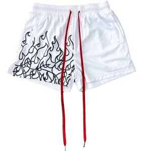 Herren Sommer Casual Sport Shorts Atmungsaktiv Schnelltrocknend Mesh Fitness Laufen Training Kurze Hose Mit Flammen Druck