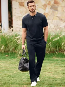 Set casual manica corta waffle uomo estate moda abbigliamento sportivo outfit stiloso look