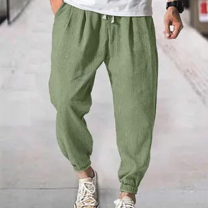Men's casual loose fit jogger pants summer breathable streetwear solid color trousers