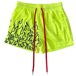 Herren Neon Mesh Sport Shorts Atmungsaktiv Schnelltrocknend Fitness Gym Casual Sommer Hose