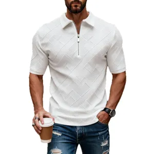 Ανδρικό Καλοκαιρινό Κοντομάνικο Polo Shirt Με Φερμουάρ Jacquard Casual Top Tee