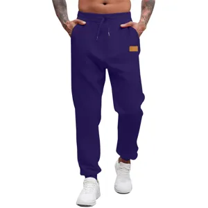 Men's purple jogger sweatpants casual comfortable active trousers with drawstring.