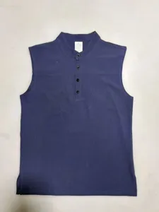 Men summer slim fit stand collar sleeveless vest casual classic solid color tank top