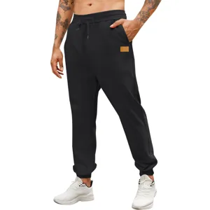 Men's casual black jogger sweatpants, comfortable athletic trousers for daily wear.