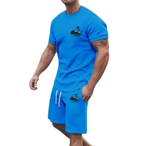 Mens Summer Tropical Print Short Sleeve T-Shirt and Shorts Casual Sports Set