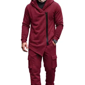 Mens Heavy Fleece Lined Hooded Sweatshirt Cargo Pants Set Casual Sportswear Tracksuit