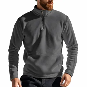 Sweat-shirt pull col montant demi-zip molleton manches longues homme haut décontracté