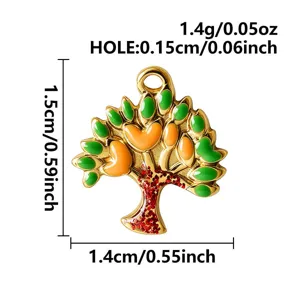 Detailed dimensions and weight of colorful enamel tree pendant jewelry charm