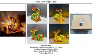 Resin-Hirsch LED-Nachtlicht mit Mosaik-Buntglas-Effekt für Dekoration