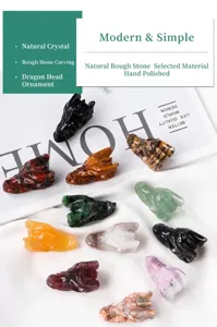 Figuritas de cabeza de dragón de cristal natural talladas en varias piedras