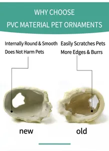 Comparación detallada que muestra el interior liso del escondite de PVC para reptiles