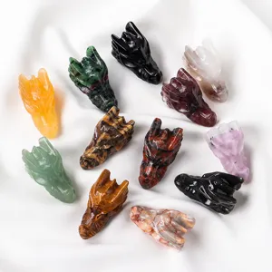 Figuritas de cabeza de dragón de cristal natural talladas a mano en varias gemas