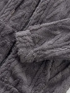 Men's casual fleece zip-up hoodie fuzzy jacket fabric texture detail close-up view